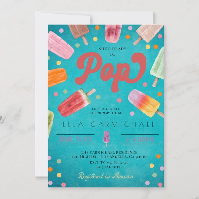 She's Ready to Pop Popsicle Baby Shower Invitation (Front)
