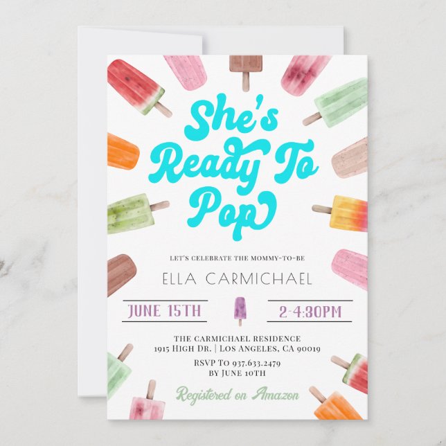 She's Ready to Pop Popsicle Baby Shower Invitation (Front)