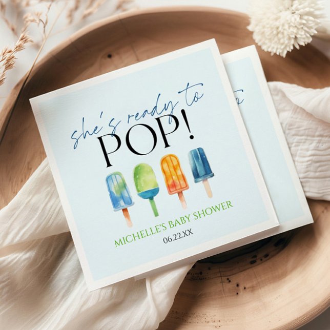 She's Ready To Pop! Popsicle Baby Shower Napkin (Creator Uploaded)