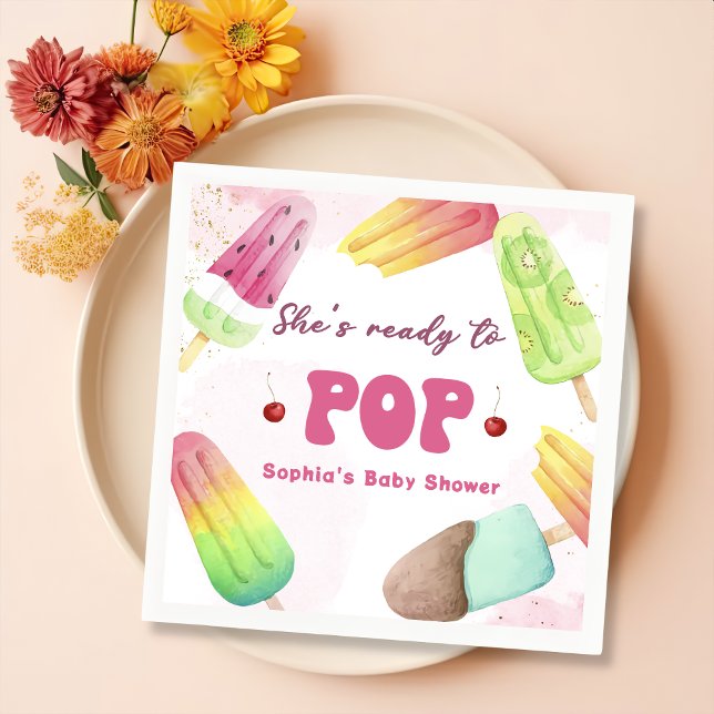 She's Ready To Pop Popsicle Baby Shower Napkins (Creator Uploaded)