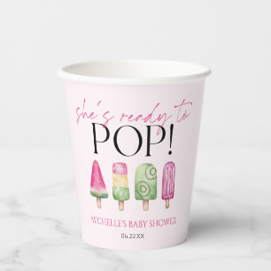 She's Ready To Pop! Popsicle Baby Shower Paper Cups