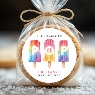 She's Ready To Pop Popsicle Summer Baby Shower Classic Round Sticker
