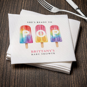 She's Ready To Pop Popsicle Summer Baby Shower Napkin