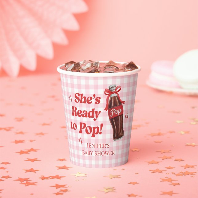 She's Ready to Pop Soda Baby Shower Paper Cups (Insitu)