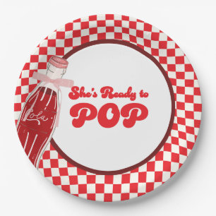 She's ready to pop soda cola baby shower  paper plate