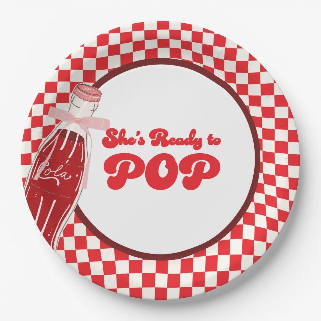 She's ready to pop soda cola baby shower  paper plate (Front)