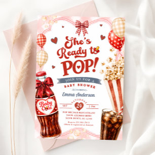She's Ready to Pop Soda Gingham Baby Shower Invitation