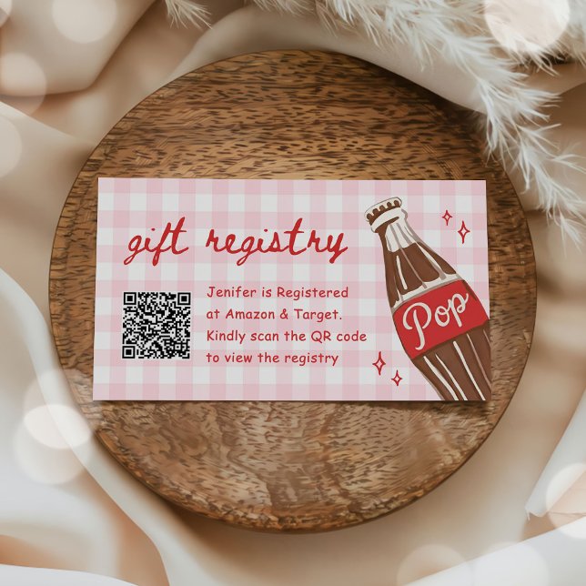 She's Ready to Pop Soda QR Code Gift Registry Enclosure Card (Creator Uploaded)