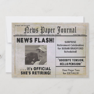 SHE'S RETIRING PARTY INVITATION (NEWSPAPER)