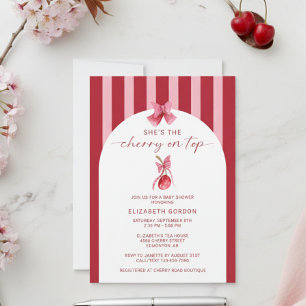 She's the Cherry on Top Baby Shower Coquette Invitation