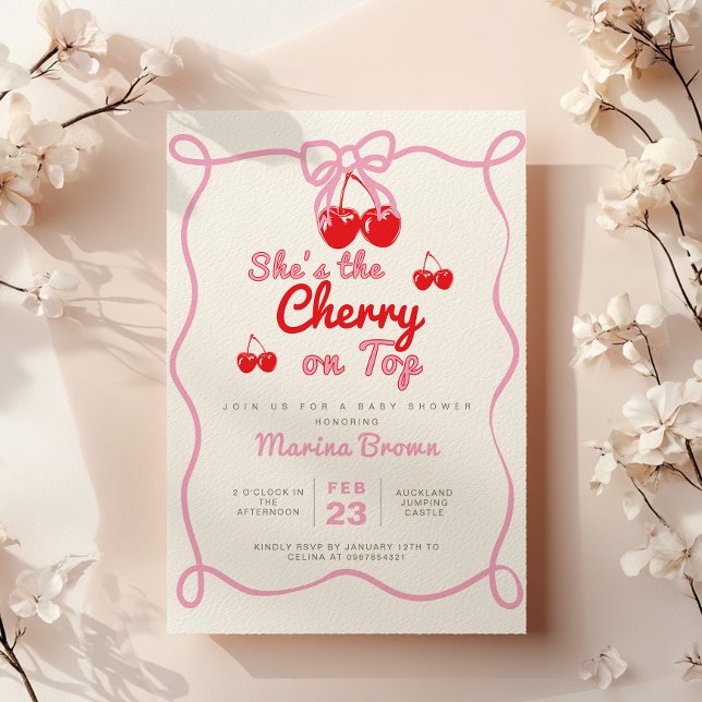 She's the cherry on top baby shower invitation (Creator Uploaded)