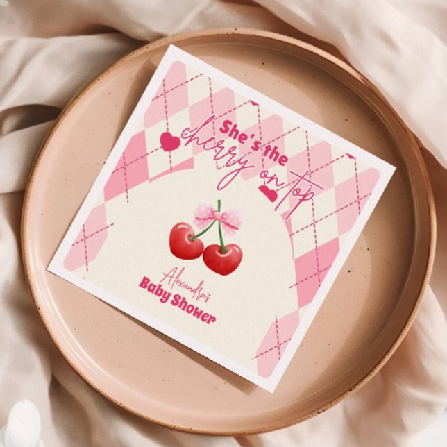 She's the Cherry on top Baby Shower Napkin (Creator Uploaded)