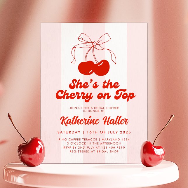 She's the Cherry on Top Bridal Shower Invitation (Creator Uploaded)