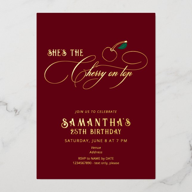 She's the Cherry on Top Minimalist Script Birthday (Front)