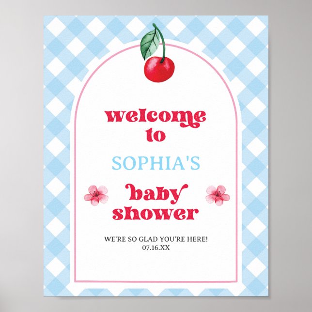 She's the Cherry On Top, Welcome Baby Shower Poster (Front)