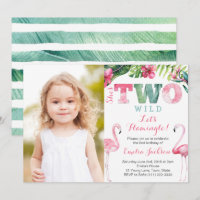 she's TWO wild Flamingo Birthday Party PhotoCard
