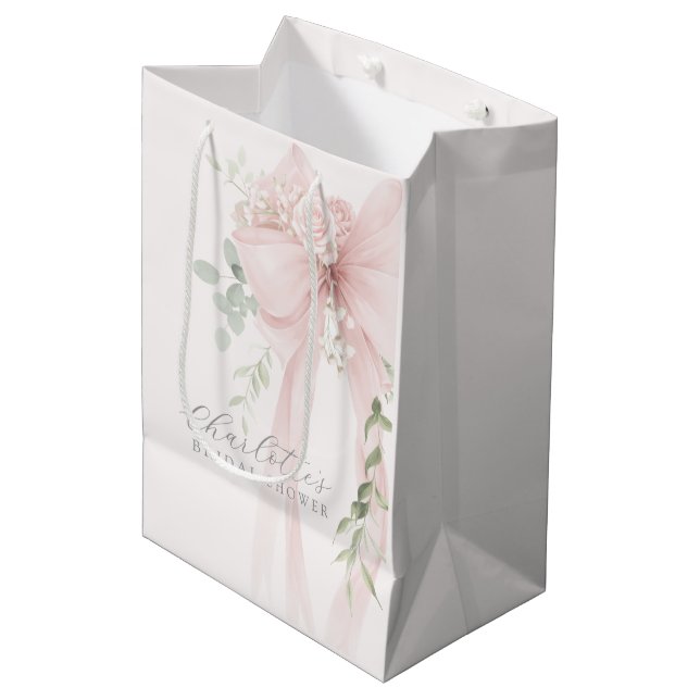 She's tying a knot Bow Bridal Shower Medium Gift Bag (Front Angled)