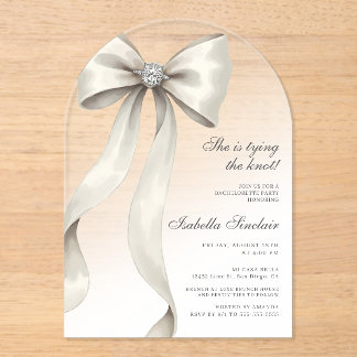 She's Tying The Knot Bachelorette Arched Acrylic Invitations