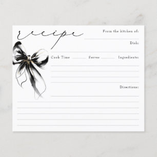 She's Tying the Knot Black Bow Bridal Recipe Card