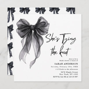 She's Tying the Knot black bow Bridal Shower  Invitation