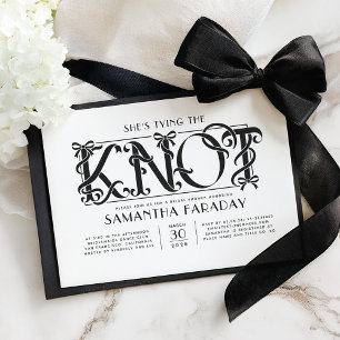 She's Tying The Knot Black Bow Bridal Shower Invitation
