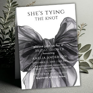 Shes Tying The Knot Black Bow Bridal Shower Invitation
