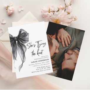 She's Tying the Knot black bow Bridal Shower Invitation