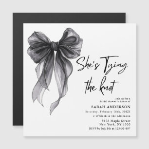 She's Tying the Knot black bow Bridal Shower  Magnetic Invitation