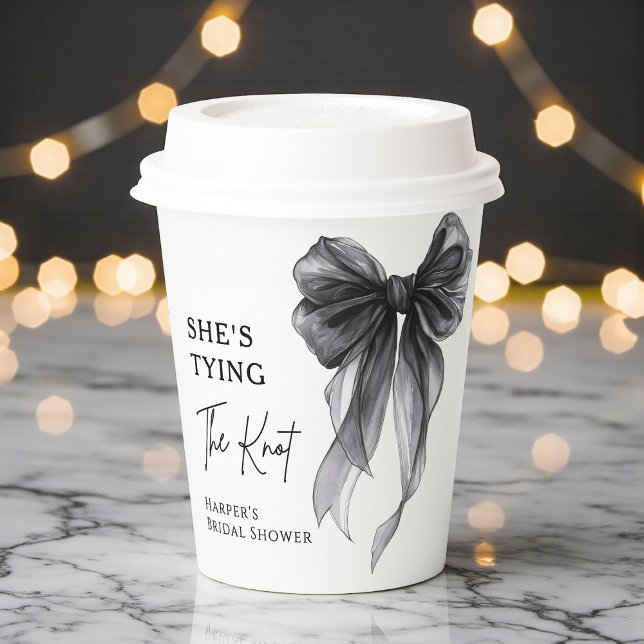 She's Tying The Knot Black Bow Bridal Shower Paper Cups (Creator Uploaded)