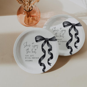 She's Tying the Knot Black Bow Bridal Shower  Paper Plate