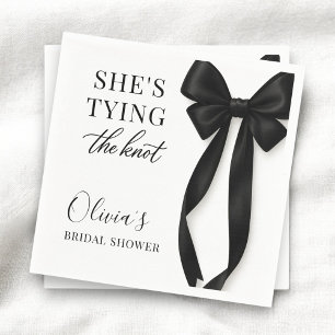 She's Tying The Knot Black Bow Party Napkin