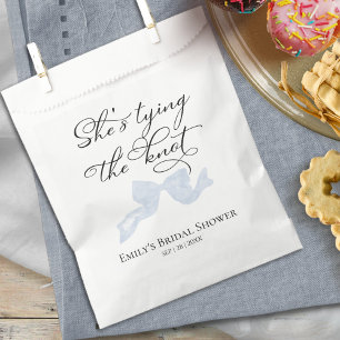 She's tying the knot Blue Bow Bridal Shower Favour Bag