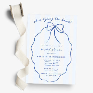 She's Tying the Knot Blue Doodle Bridal Shower Invitation