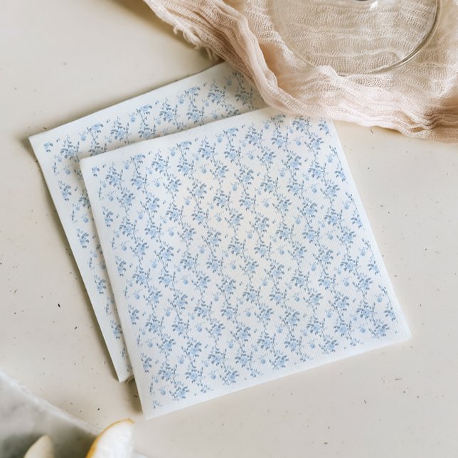 She's Tying the Knot Blue Floral Bridal Shower Napkin (Creator Uploaded)