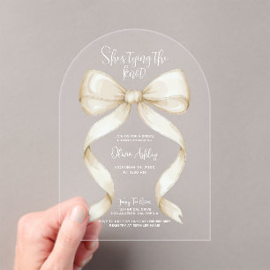 She's Tying the Knot Bow Bridal Shower Acrylic Invitations