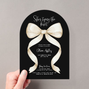 She's Tying the Knot Bow Bridal Shower Acrylic Invitations