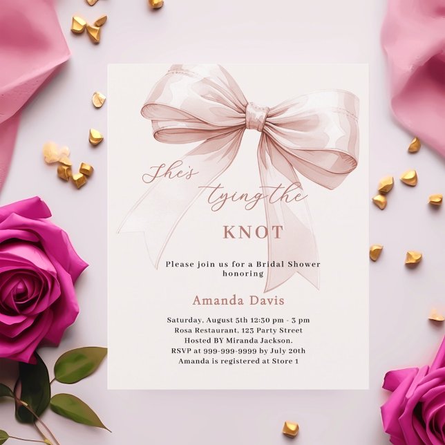 She's tying the knot bow Bridal Shower invitation (Creator Uploaded)