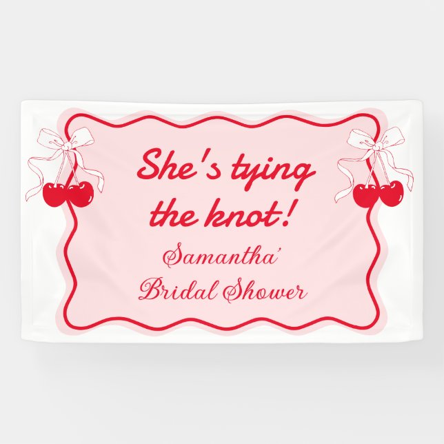 Shes tying the knot Bow Bridal Shower Welcome Banner (Horizontal)