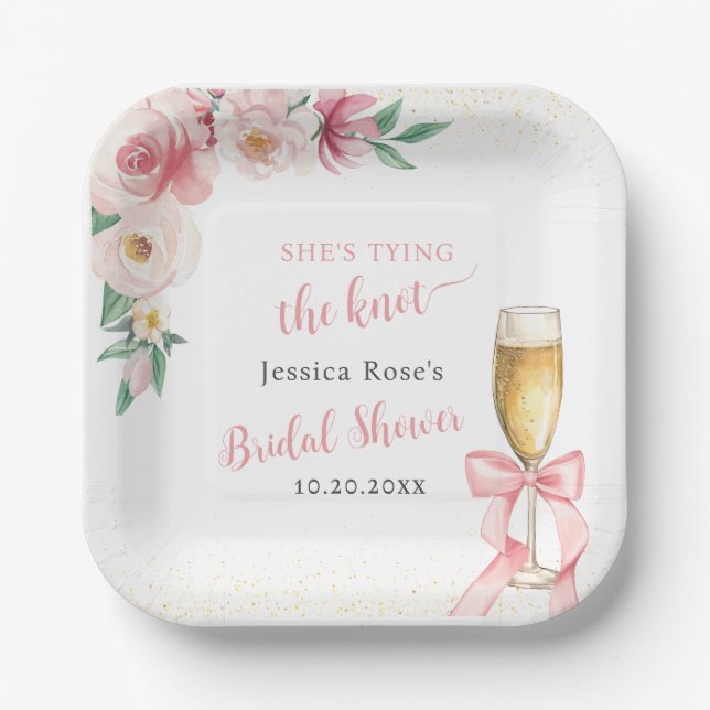SHE'S TYING THE KNOT BRIDAL SHOWER PAPER PLATE (Front)