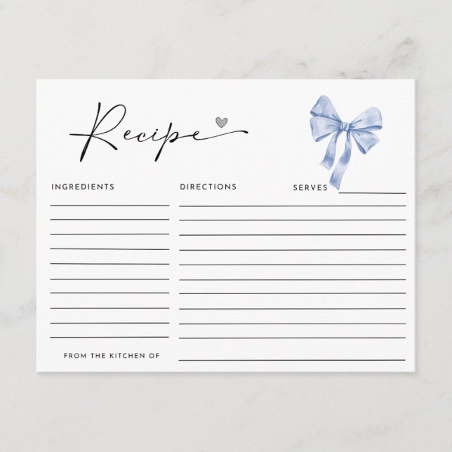 SHE'S TYING THE KNOT  BRIDAL SHOWER Recipe Card (Front)