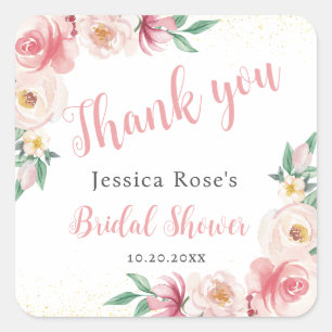 SHE'S TYING THE KNOT BRIDAL SHOWER SQUARE STICKER