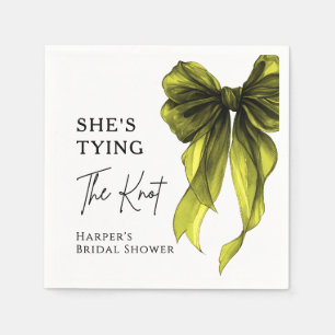 She's Tying The Knot Chartreusse Bow Bridal Shower Napkin