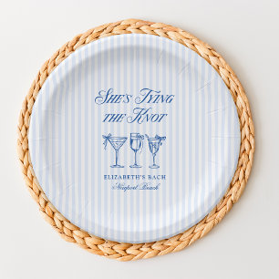 She's Tying The Knot Coastal Elegant Hand Drawn Paper Plate