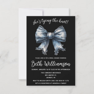 She's Tying the Knot Denim Coquette Bridal Shower Invitation