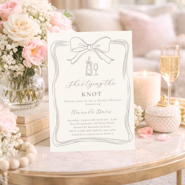 She's tying the knot ivory neutral Bridal Shower Invitation (Creator Uploaded)