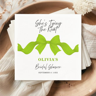 She's Tying the Knot Lime Green Bow Bridal Shower Napkin