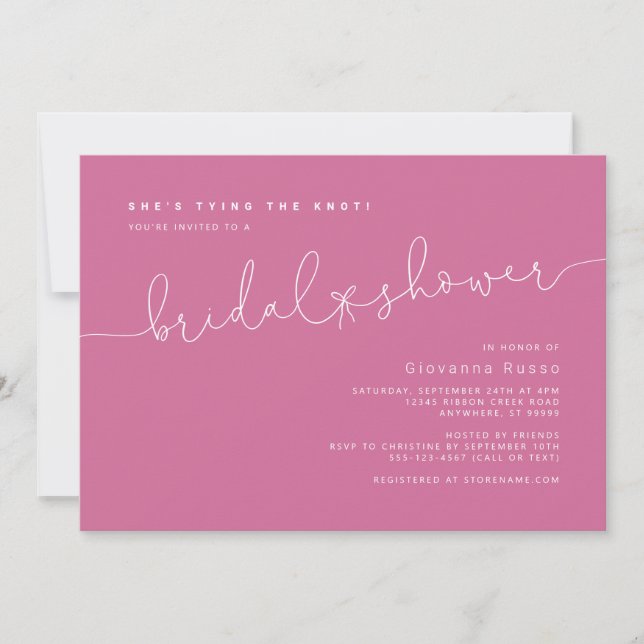 She's Tying the Knot Minimalist Bridal Shower Invitation (Front)