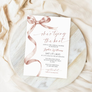 She's Tying the Knot Mocha Bow Bridal Shower Invitation