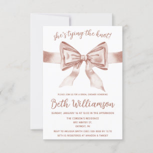 She's Tying the Knot Modern Coquette Bridal Shower Invitation