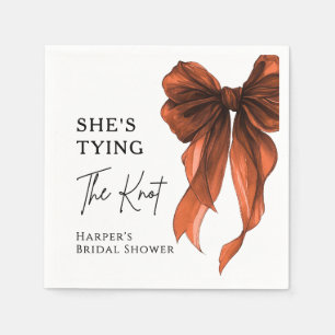 She's Tying The Knot Orange Bow Bridal Shower Napkin